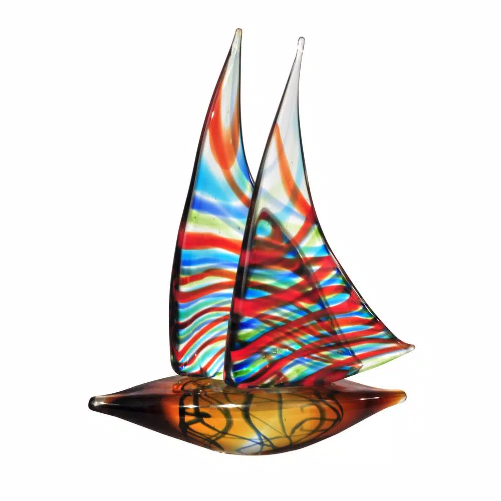Dale Tiffany 13.5 in. Chimera Handcrafted Irregular Art Glass Sailing Ship Sculpture