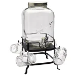 Unbranded Mason Craft and More 6-Piece Glass Beverage Dispenser Set with Metal Rack and 16 oz. Mugs thumbnail 1