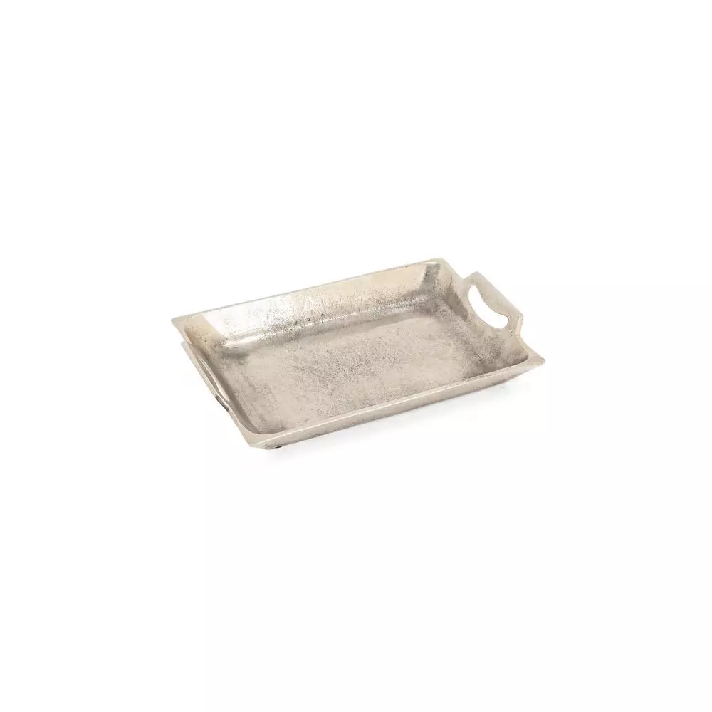 IMAX Lindi Silver Aluminum Trays, Set of 3, Rectangular Metal Decorative Trays