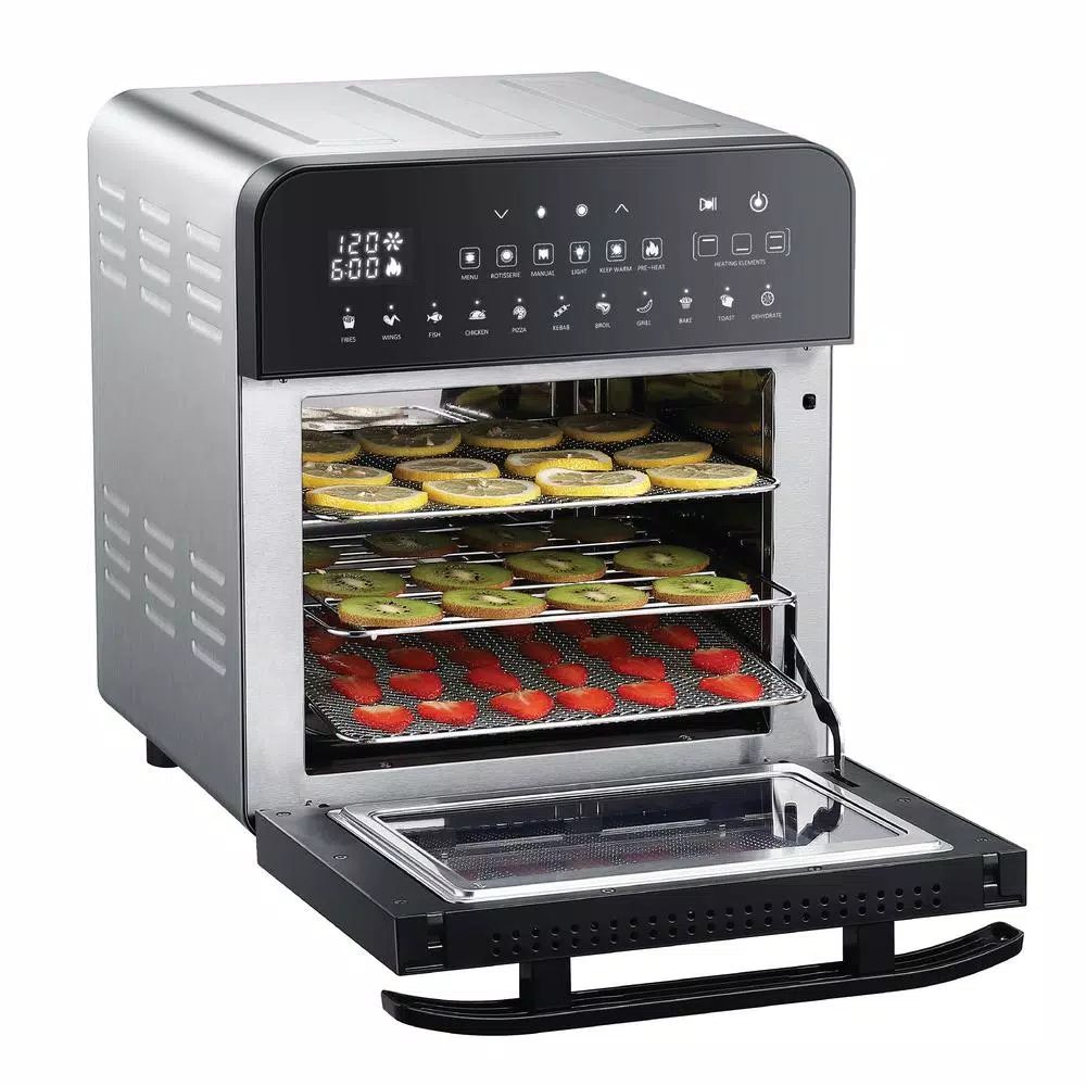 GoWISE USA GoWISE 1700W Ultimate Air Fryer Oven Grill with Dual Heating, Rotisserie & Dehydrator, 14.7 qt, Stainless Steel