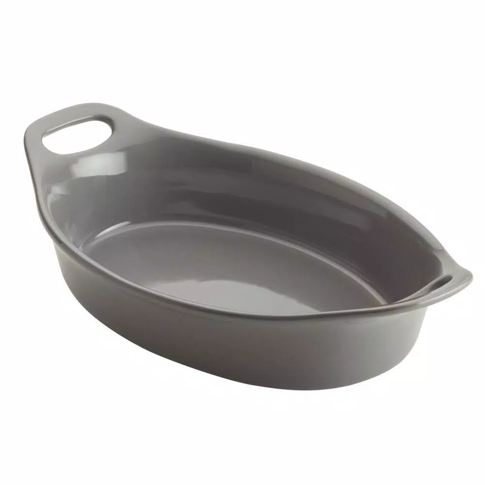 Rachael Ray 1.5 Qt. Gray Ceramic Oval Baker