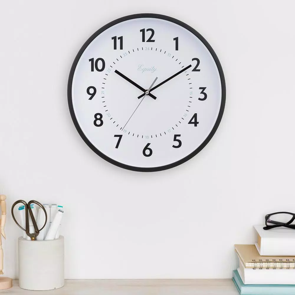 Equity by La Crosse 14 in. Commercial Black Analog Wall Clock with Quartz Movement