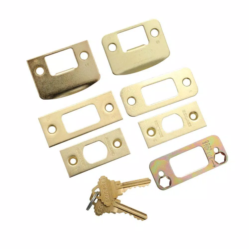 Schlage Camelot Bright Brass Double Cylinder Deadbolt with Plymouth Knob Handleset