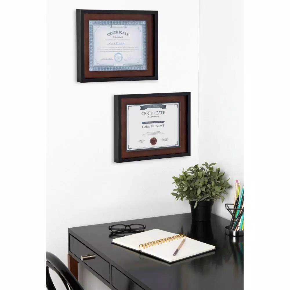 DesignOvation LeMans 8.5 x 11 in. Black and Walnut Brown Document Picture Frame Set, Set of 4