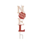 Glitzhome 36 in. Rusty Metal Noel Yard Stake and Wall Decor, Holiday Garden Ornament thumbnail 1