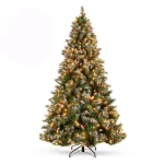 Best Choice Products 9 ft. Pre-Lit Flocked Artificial Christmas Tree with 900 Warm White Lights & Pre-Decorated Berries and Pinecones thumbnail 1