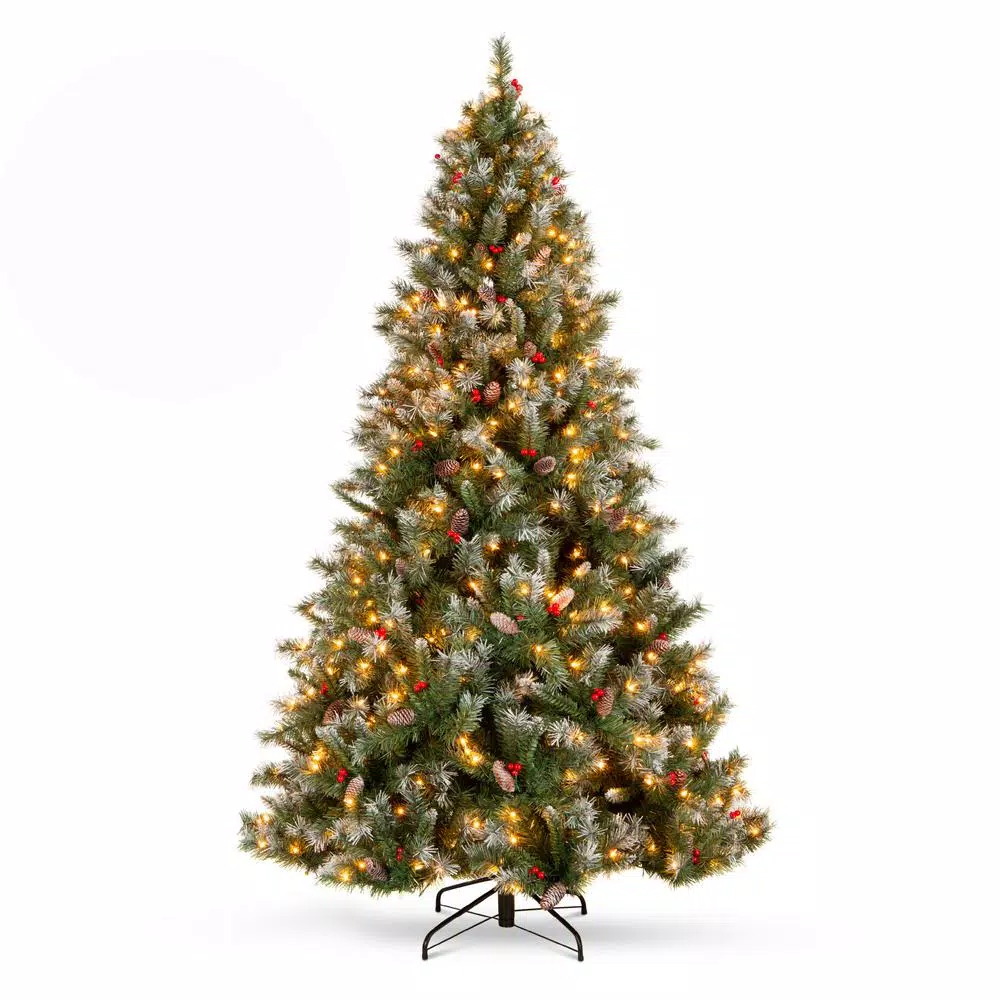 Best Choice Products 6 ft. Pre-Lit Flocked Artificial Christmas Tree with 250 Warm White Lights, Berries & Pinecones