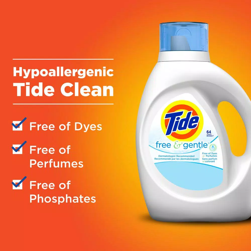 Tide Free and Gentle Hypoallergenic Liquid Laundry Detergent, 75 oz (48 Loads)