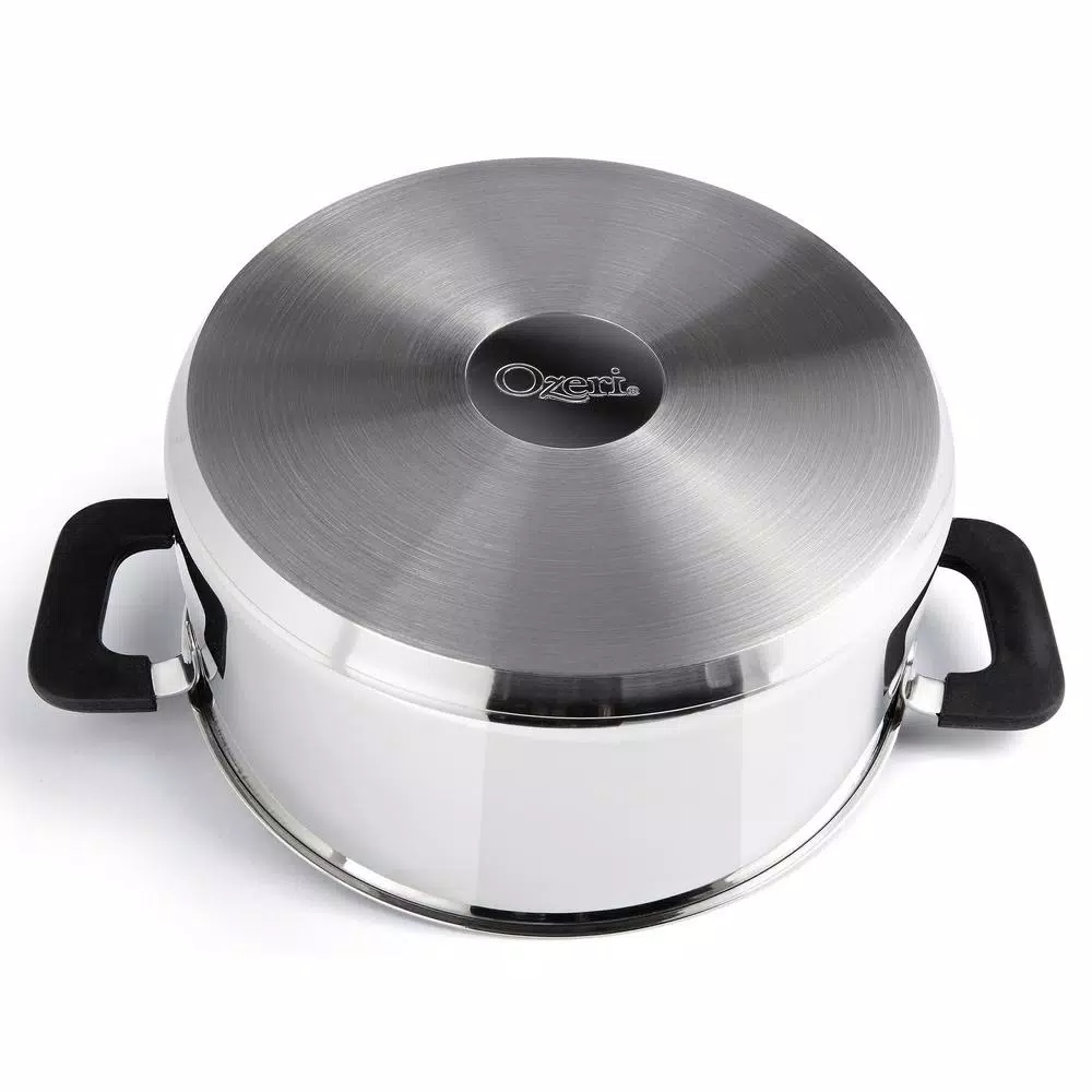 Ozeri 6-Piece Stainless Steel Induction Cookware Set with Patent-Pending Hands-Free Straining Glass Lids