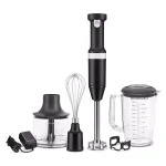 KitchenAid Cordless Variable Speed Hand Blender with Chopper and Whisk Attachments, Black Matte thumbnail 3