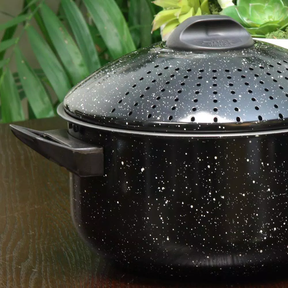 Gibson Home Casselman 4-Piece Steel Nonstick Pasta Pot Set, Black Speckle