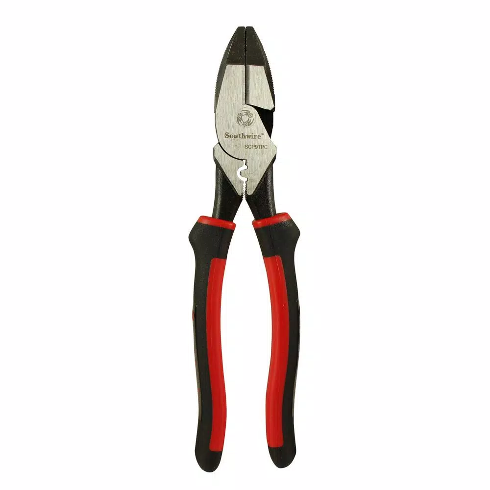 Southwire 9 in. Hi-Leverage Side Cutting Pliers with Crimp Die and Fish Tape Puller