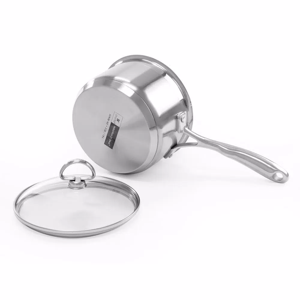 Chantal Induction 21 Steel 2 Qt. Stainless Steel Saucepan with Glass Lid, Brushed Finish