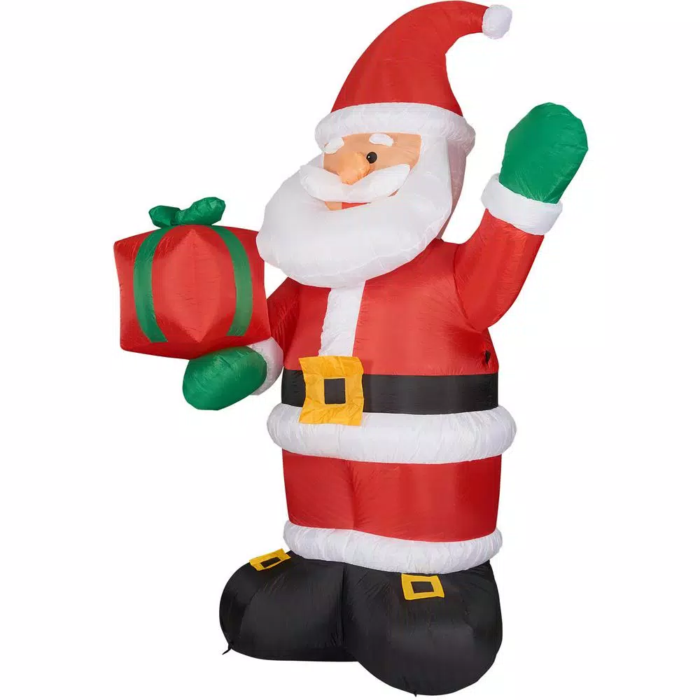 Fraser Hill Farm 10 ft. Santa Claus with Gift Bag Christmas Inflatable with White Lights