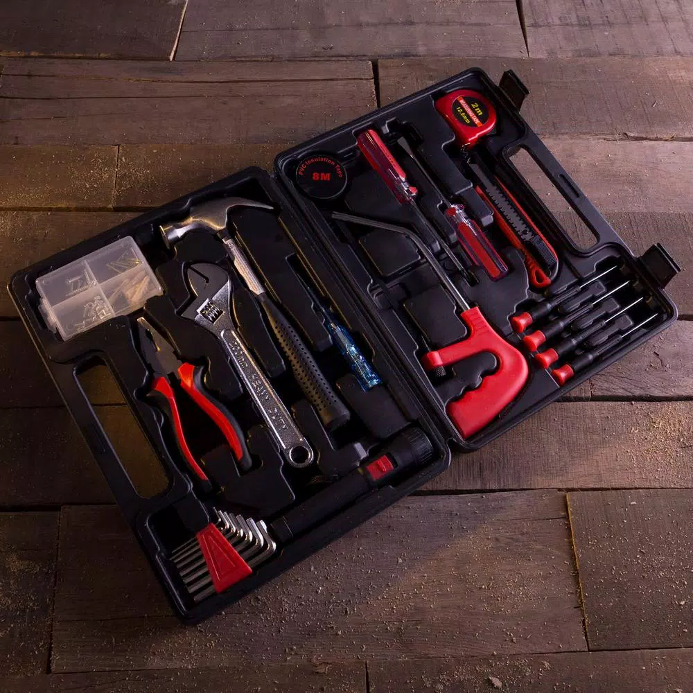 Stalwart 65-Piece Multipurpose Hand Tool Kit for Home, Office, and Car