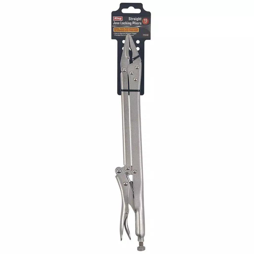 KING 15 in. Extended Reach Straight Jaw Locking Pliers, Carbon Steel