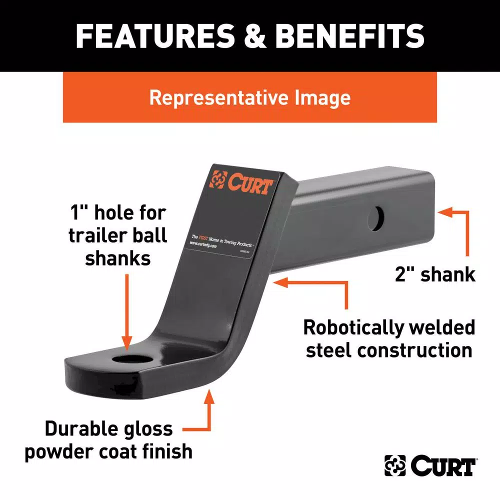 CURT Class 3 Ball Mount, 2" Receiver, 6" Drop or 4" Rise, 7500 lbs Capacity