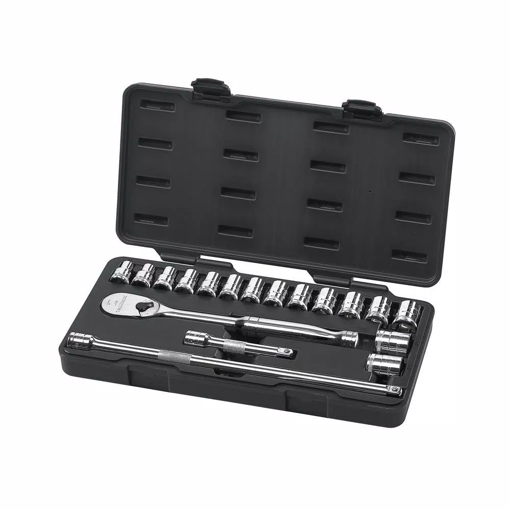 GEARWRENCH 1/2 in. Drive 18-Piece Metric Ratchet and Socket Set, Chrome Vanadium Steel
