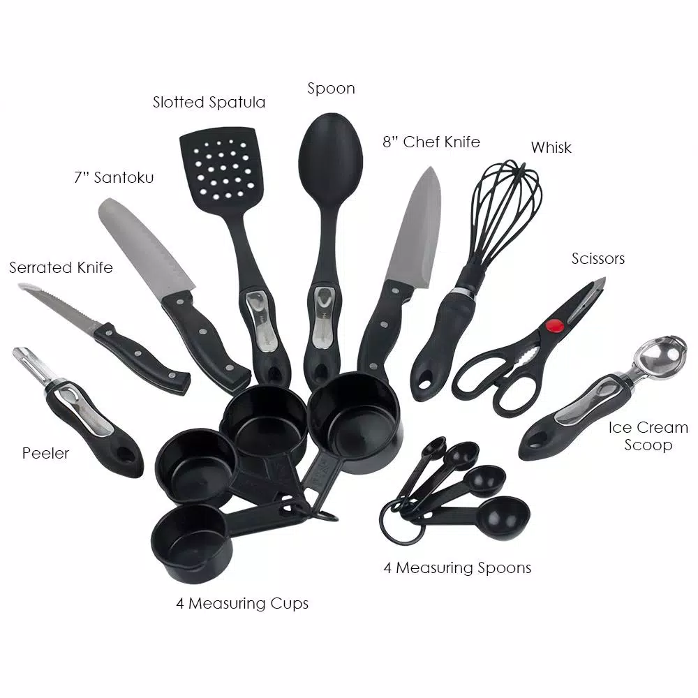 Unbranded 17-Piece Deluxe Stainless Steel Kitchen Tool Set with Matte Black Handles