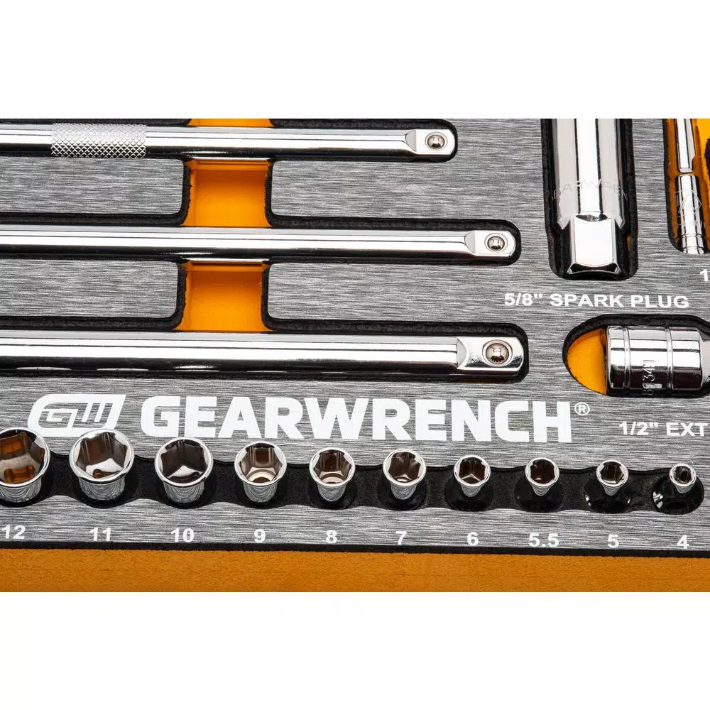 GEARWRENCH 94-Piece Metric and SAE Mechanics Hand Tool Set with EVA Socket Tray