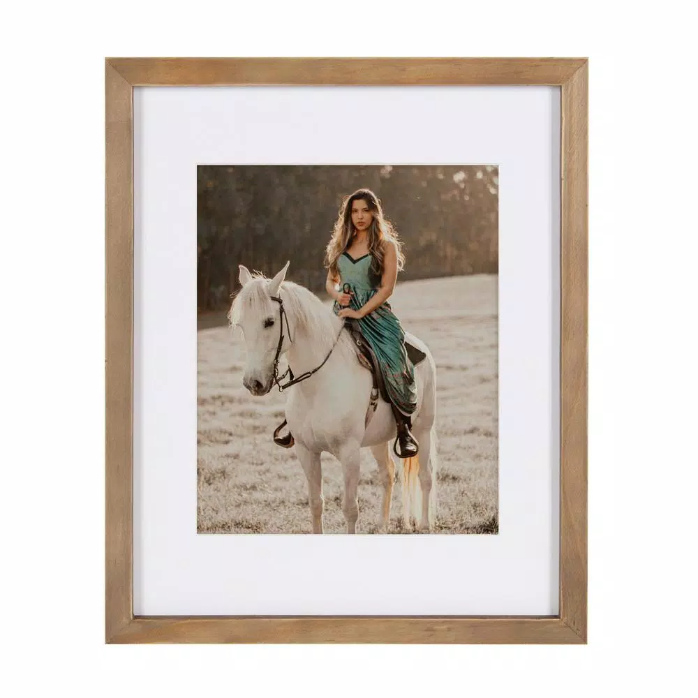 DesignOvation Gallery Rustic Brown Wood Picture Frame Set, 11x14 in. Matted to 8x10 in. (Set of 4)