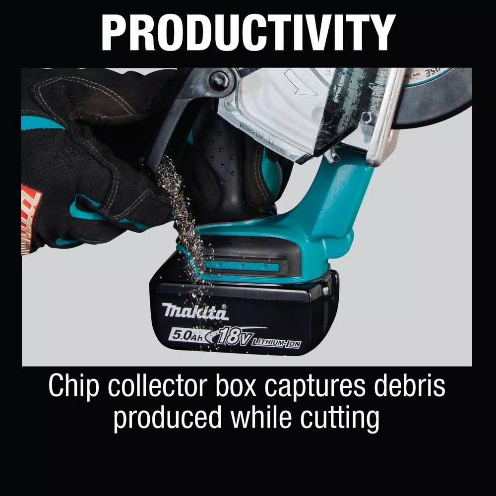 Makita 18V LXT Cordless 5-3/8 in. Metal Cutting Saw Kit with 2 5.0 Ah Batteries and Rapid Optimum Charger