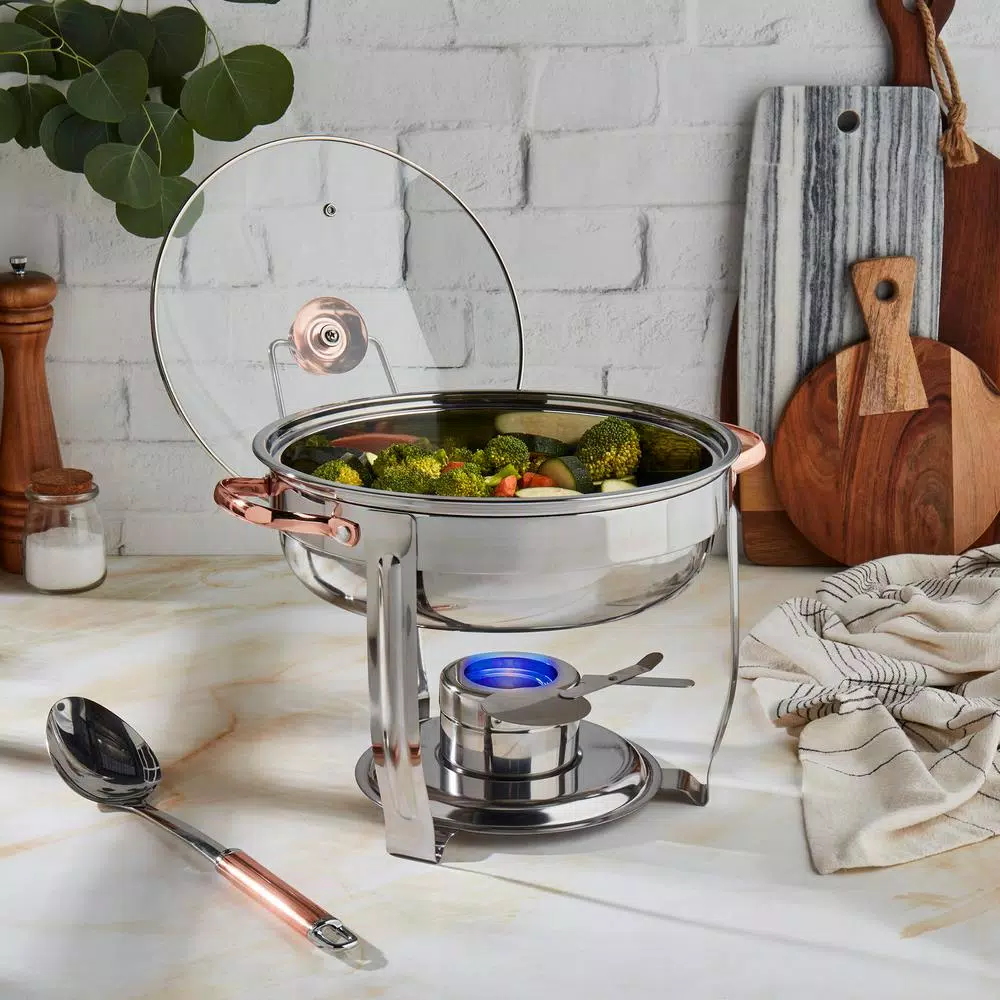 Unbranded Celebrations 4 Qt. Stainless Steel Round Chafing Dish, 8-Piece Set