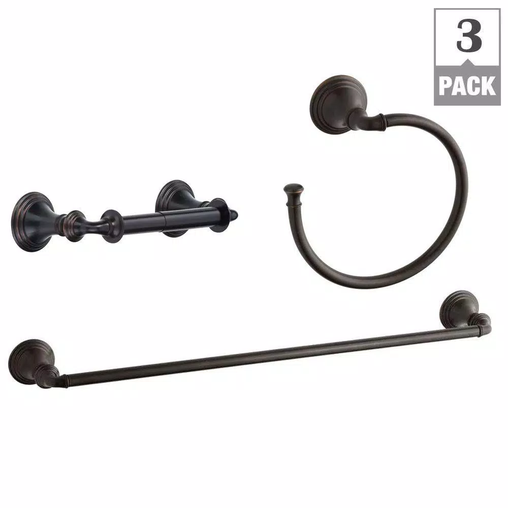 KOHLER Devonshire 3-Piece Bathroom Hardware Set - Towel Bar, Ring & Toilet Paper Holder - Oil-Rubbed Bronze