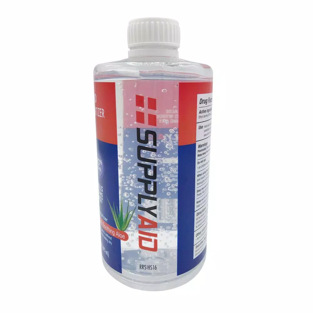 SupplyAID 80% Alcohol Hand Sanitizer Gel with Aloe Vera, 16 oz. Pump Bottle