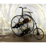 LITTON LANE Vintage Penny Farthing Bicycle Wine Rack - 7 Bottle Iron Metal Storage - Tarnished Brass Brown thumbnail 2