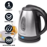 HomeCraft 1-Liter Stainless Steel Electric Kettle, 1500W Rapid Boil, 4-Cup Cordless Water Boiler thumbnail 2