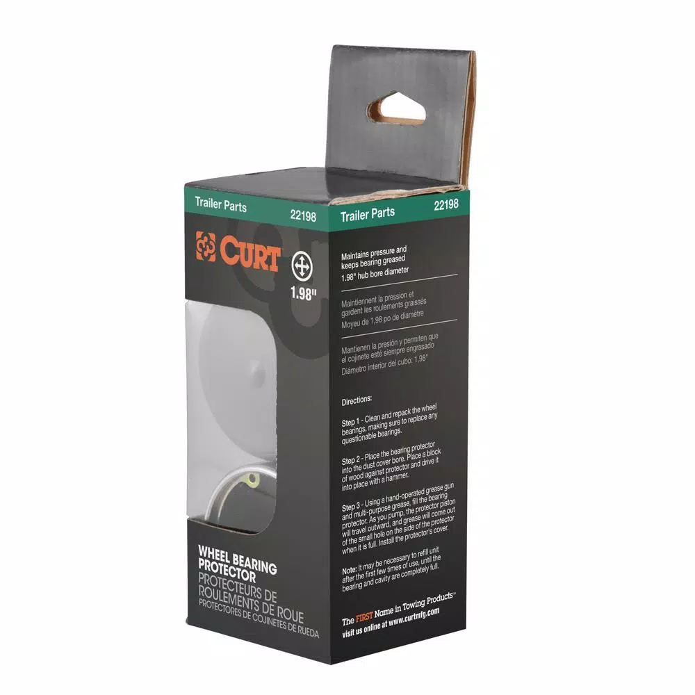 CURT 1.98" Bearing Protectors & Covers (2-Pack) - Chrome Wheel Bearing Dust Caps