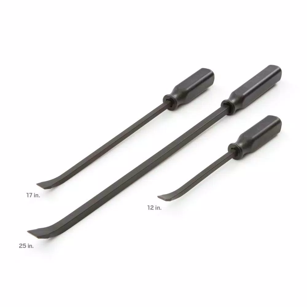 TEKTON 3-Piece Angled Tip Handled Pry Bar Set, 12 in., 17 in., and 25 in.