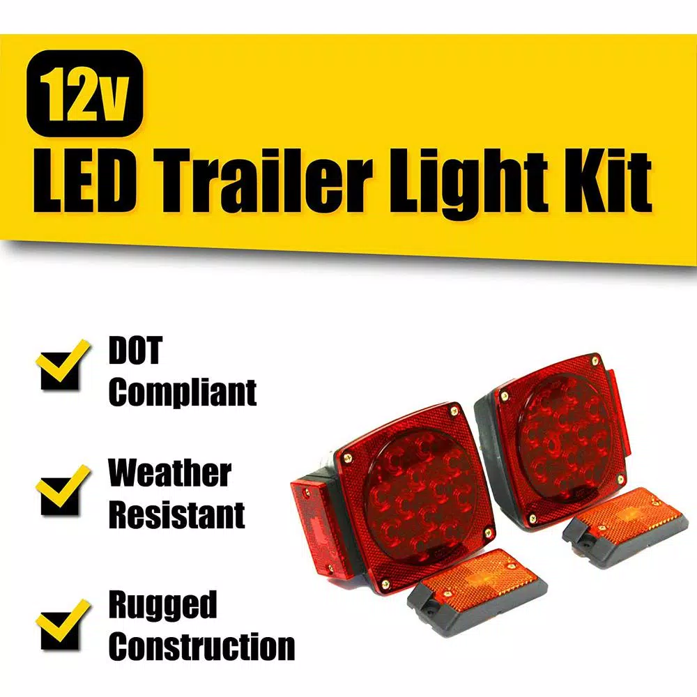 MaxxHaul 12V All LED Submersible Trailer Light Kit for Trailers Under 80 in.