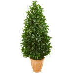 Nearly Natural 4.5-Ft. Bay Leaf Cone Topiary Artificial Tree in Terra Cotta Planter, Indoor/Outdoor thumbnail 1