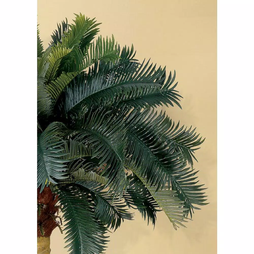 Nearly Natural 6 ft. Sago Palm Silk Tree with Wicker Basket