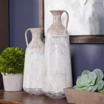 Winsome House 2-Piece White Metal Roma Pitcher Vase Set - Distressed Shabby Chic Urn Style thumbnail 9