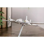 IMAX Retro Airplane Metal Statuary - Silver Cast Aluminum Aviation Figurine thumbnail 5