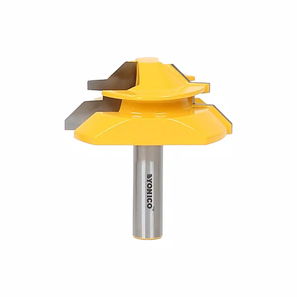 Yonico Lock Miter Router Bit, 1/2 in. Shank, Carbide Tipped, Joins Up to 1 in. Stock