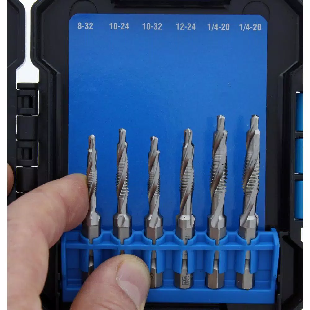 Ideal 6-Piece HSS Combination Drill/Tap Kit with Hex Shank
