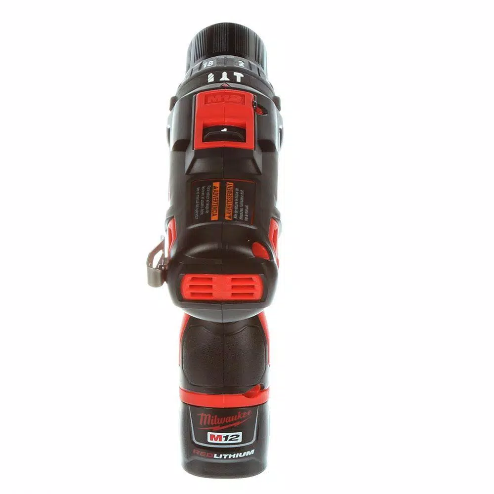Milwaukee M12 12V Lithium-Ion Cordless 3/8 in. Hammer Drill/Driver Kit with Two 1.5 Ah Batteries and Hard Case