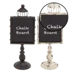 LITTON LANE 21 in. Rustic Wooden Chalkboard Set with White and Black Iron Stands (2-Pack) thumbnail 3