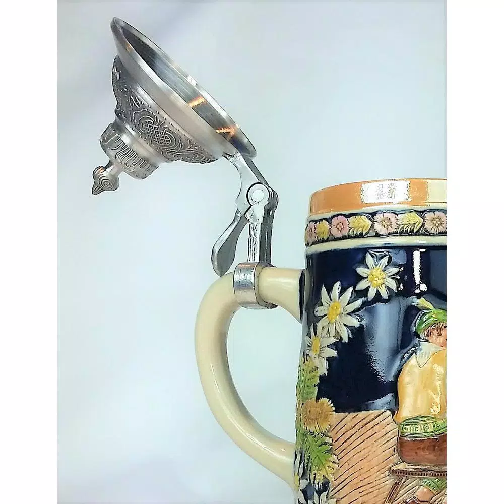 Heim Concept 16 oz. Ceramic Beer Stein with Steeple Lid, Silver