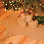 VHC Brands 48 in. Burlap Natural Tan Farmhouse Christmas Tree Skirt with 8-Point Star Design thumbnail 5