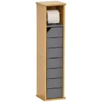 Unbranded Noumea 2-in-1 Wood Toilet Paper Holder and Floor Storage Cabinet - Gray/Brown thumbnail 1