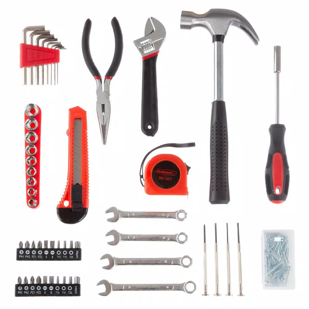 Stalwart 132-Piece Steel Hand Tool Set with Hard Plastic Carrying Case
