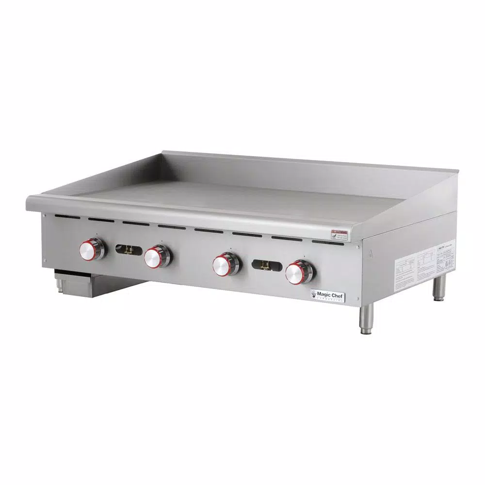 Magic Chef 48 in. Commercial Thermostatic Gas Countertop Griddle, Stainless Steel