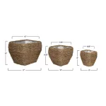 3R Studios Bamboo Branch Decorative Wicker Baskets with Plastic Lining, Set of 3, Brown thumbnail 4