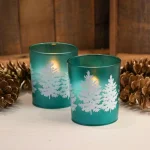 LUMABASE LED Wax Candle in Green Pine Glass, Set of 2 thumbnail 3