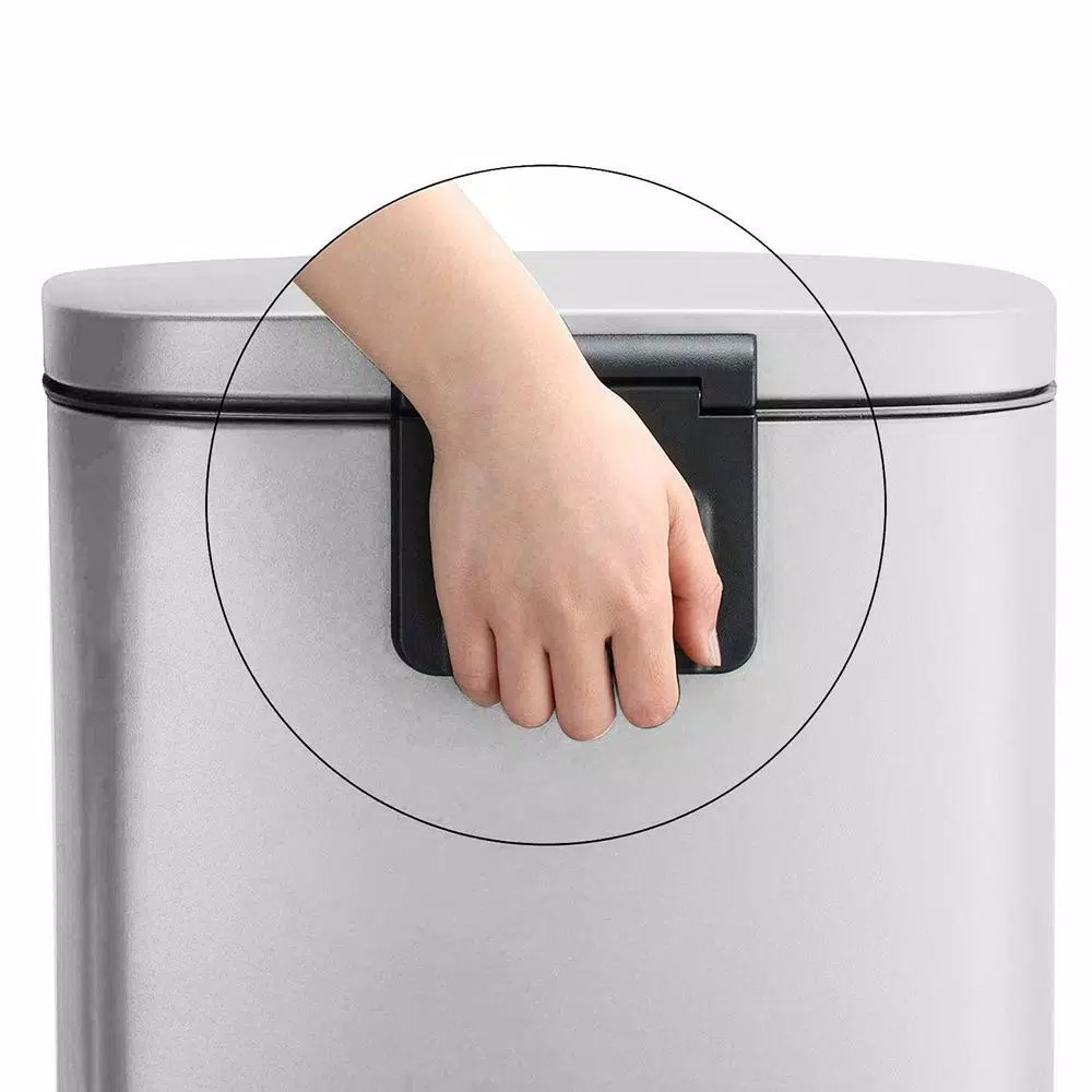 Boyel Living 13 Gallon Stainless Steel Rectangular Kitchen Step Trash Can with Silent Close Lid - Silver